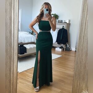 PROM SALE BCX Emerald Green Cut Out Embellished Gown